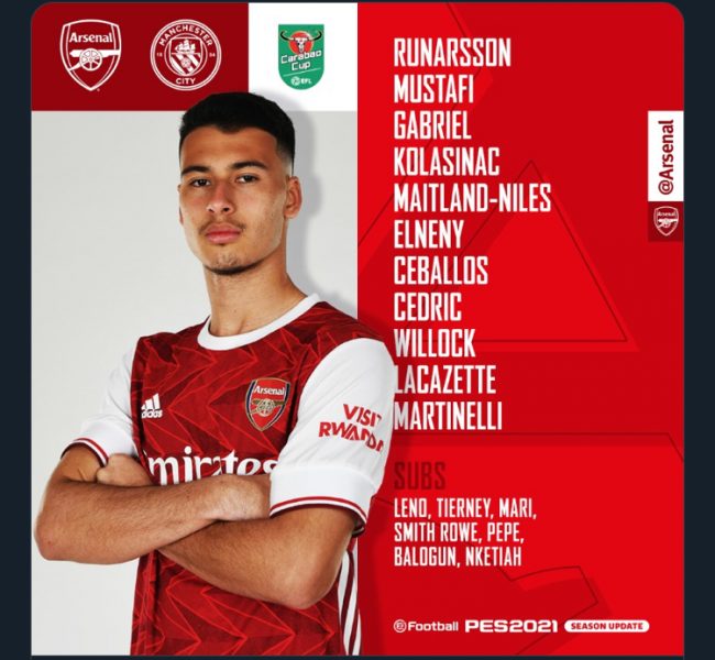 Arsenal Man City Les Compositions Officielles De Ce Quart De Finale De