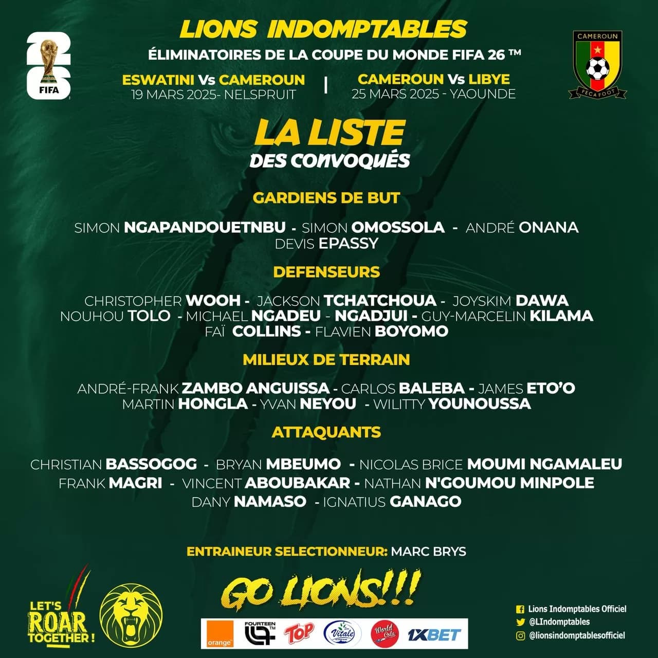 Liste du Cameroun 